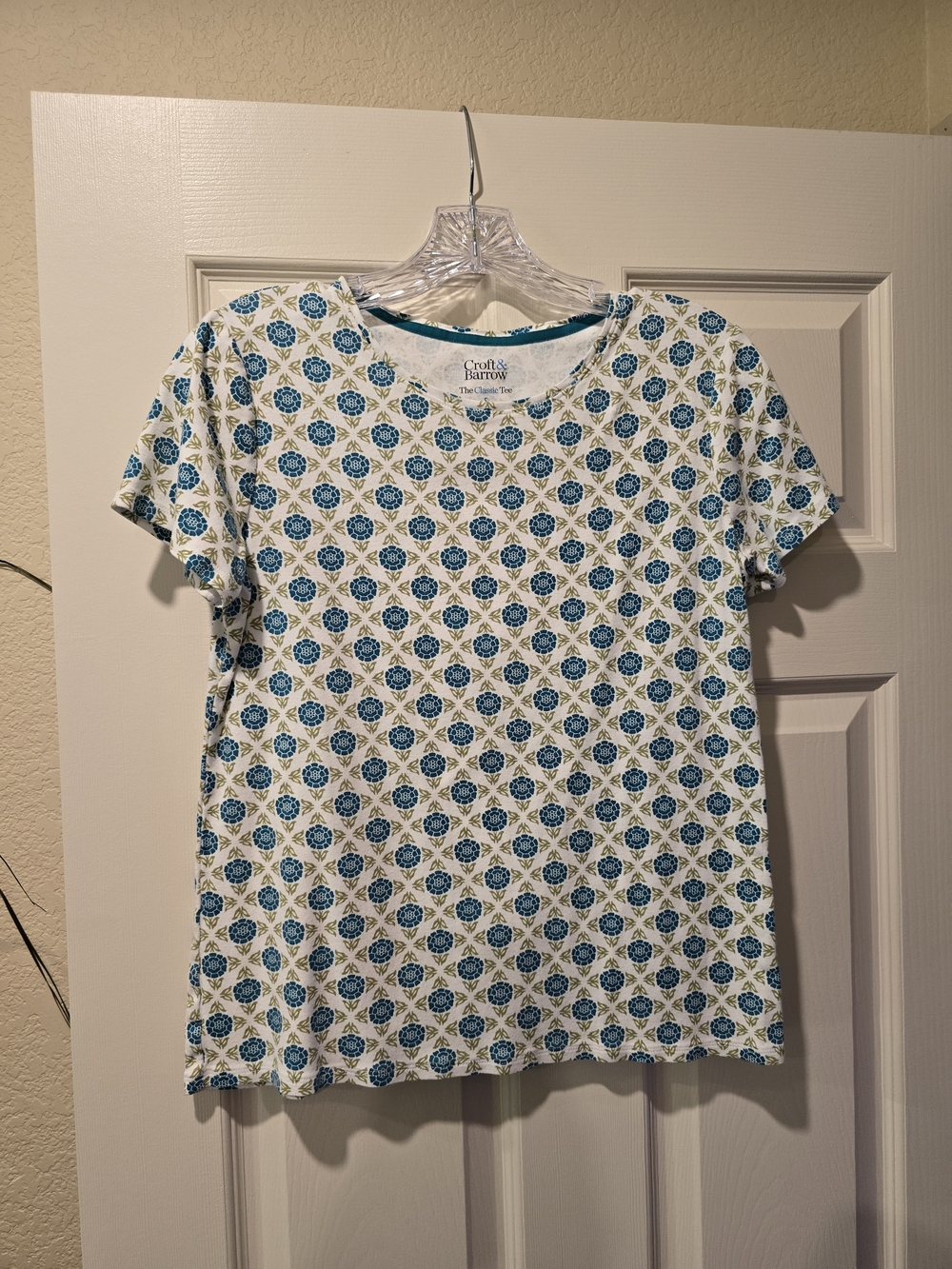 Croft & Barrow Blue Patterned Short-Sleeve Tee